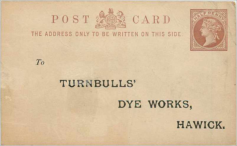 Entier Postal Postal Stationary Grande Bretagne Great Britain Turbbulls Dye Works Hawick