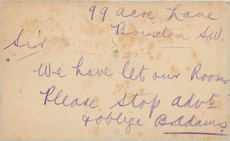 Entier Postal Postal Stationary Grande Bretagne Great Britain Brixton 1898 to Vauxhall — Verso