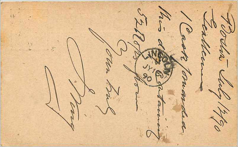 Entier Postal Postal Stationary Grande Bretagne Great Britain Boston 1890 — Verso
