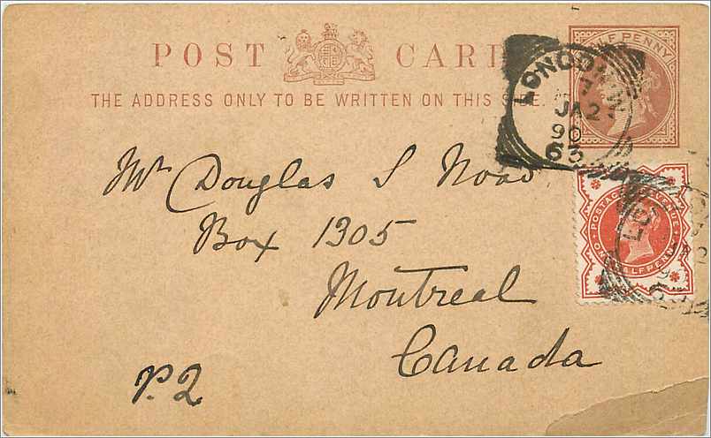 Entier Postal Postal Stationary Grande Bretagne Great Britain 1/2p + 1 1/2p London  for Montreal