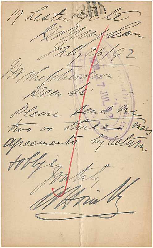 Entier Postal Postal Stationary Grande Bretagne Great Britain 1/2p Nottingham for London 1892 — Verso