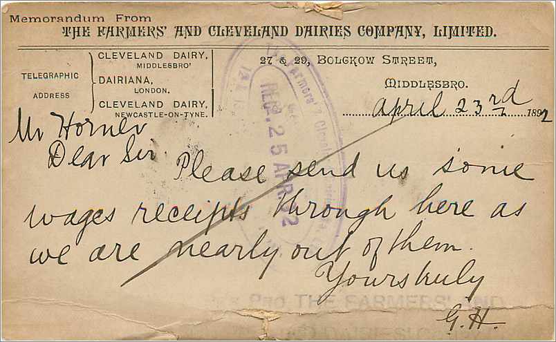 Entier Postal Postal Stationary Grande Bretagne Great Britain 1/2p Middlebrough 1892 — Verso