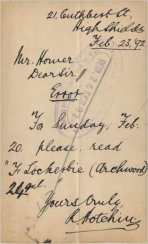 Entier Postal Postal Stationary Grande Bretagne Great Britain South Shield 1892 — Verso