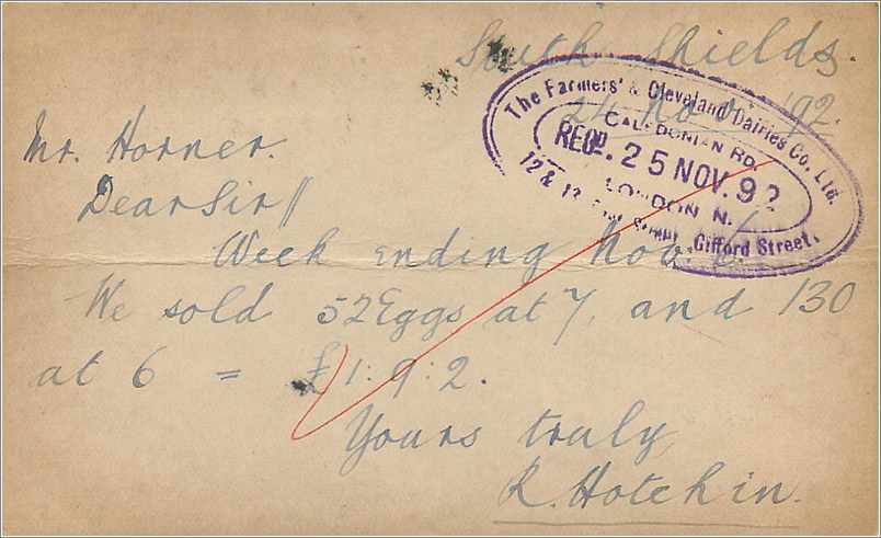 Entier Postal Postal Stationary Grande Bretagne Great Britain South Shield 1892 — Verso