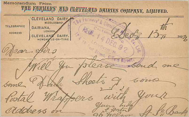 Entier Postal Postal Stationary Grande Bretagne Great Britain South Bank 1892 — Verso