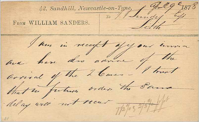 Entier Postal Stationary 1/2p Newcastle 1879 for Leith — Verso
