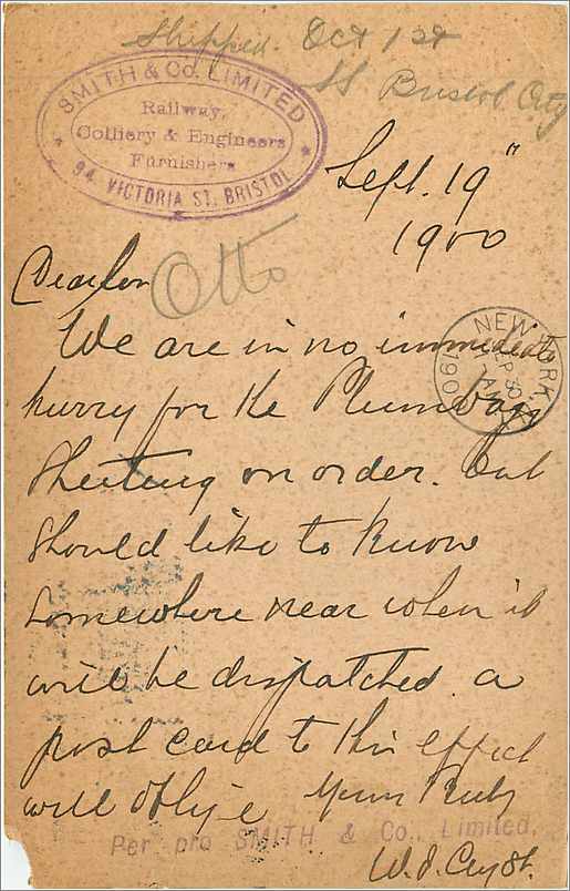 Entier Postal Stationary 1p Bristol 1900 for New York — Verso