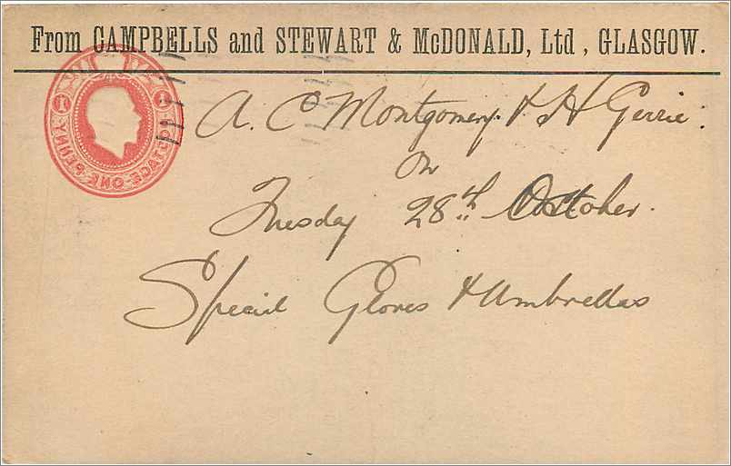 Entier Postal Stationary 1/2p Edinburgh  — Verso