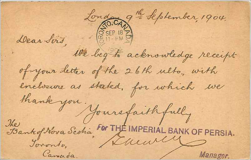 Entier Postal Stationary 1p London 1904 for Toronto — Verso
