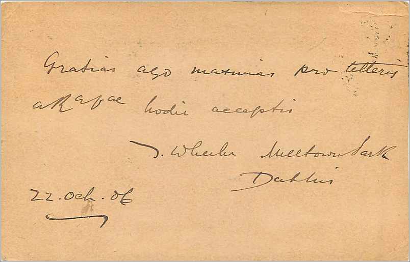 Entier Postal Stationary 1p Dublin 1906 for Lisboa — Verso