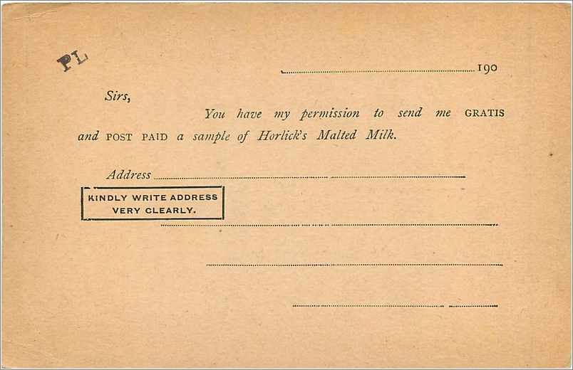Entier Postal Stationary 1/2p Horlick London Farrington Road — Verso