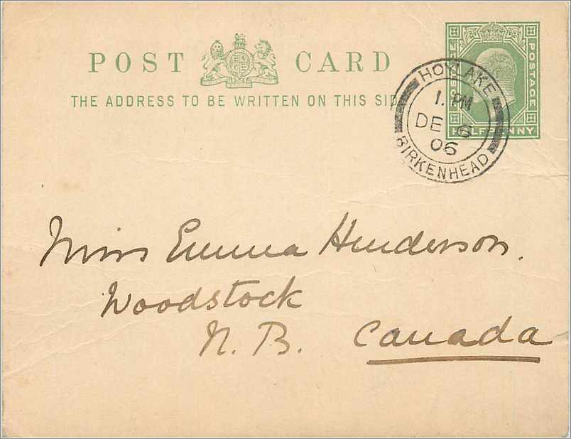 Entier Postal Stationary 1/2 p Hoylake for Canada