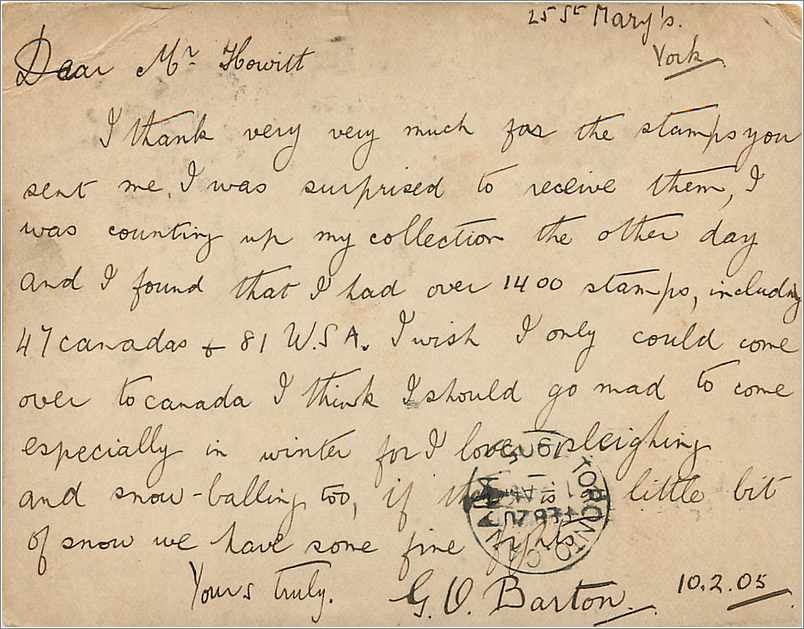 Entier Postal Stationary York 1/2 + 1/2 for Toronto — Verso