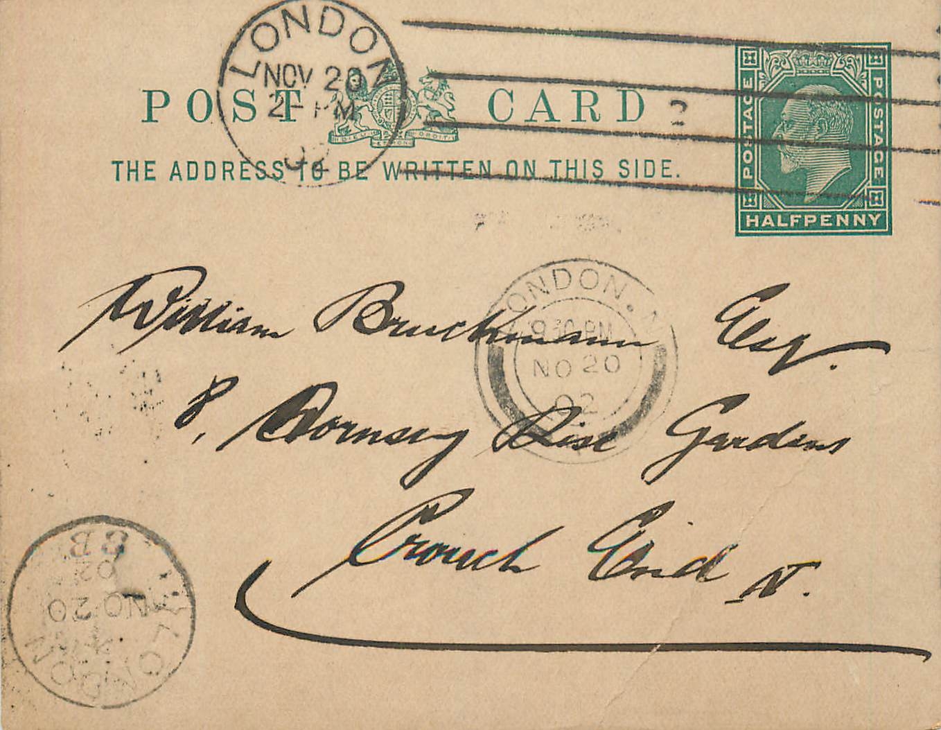 Entier Postal Stationary 1/2 London 