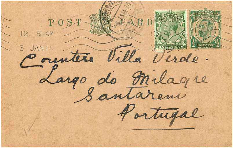Entier Postal Stationary 1/2p for Portugal