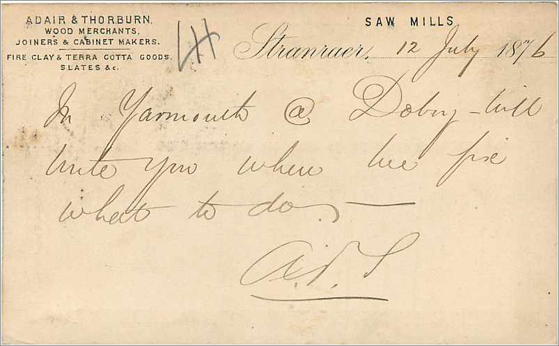 Entier Postal Postal Stationary Grande Bretagne Great Britain 1876 Galloway to Glasgow — Verso