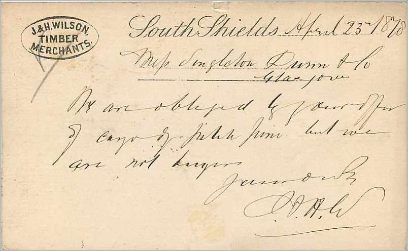 Entier Postal Postal Stationary Grande Bretagne Great Britain 1878 South Shields to Glasgow — Verso