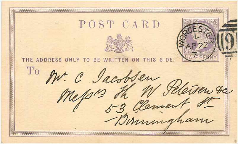 Entier Postal Postal Stationary Grande Bretagne Great Britain 1871 Worcester to Birmingham