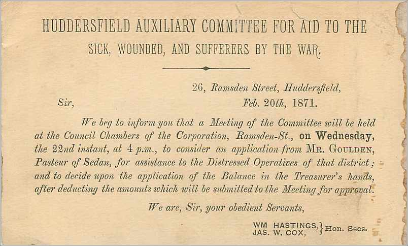 Entier Postal Postal Stationary Grande Bretagne Great Britain Huddersfield Auxiliary Committee  — Rückseite