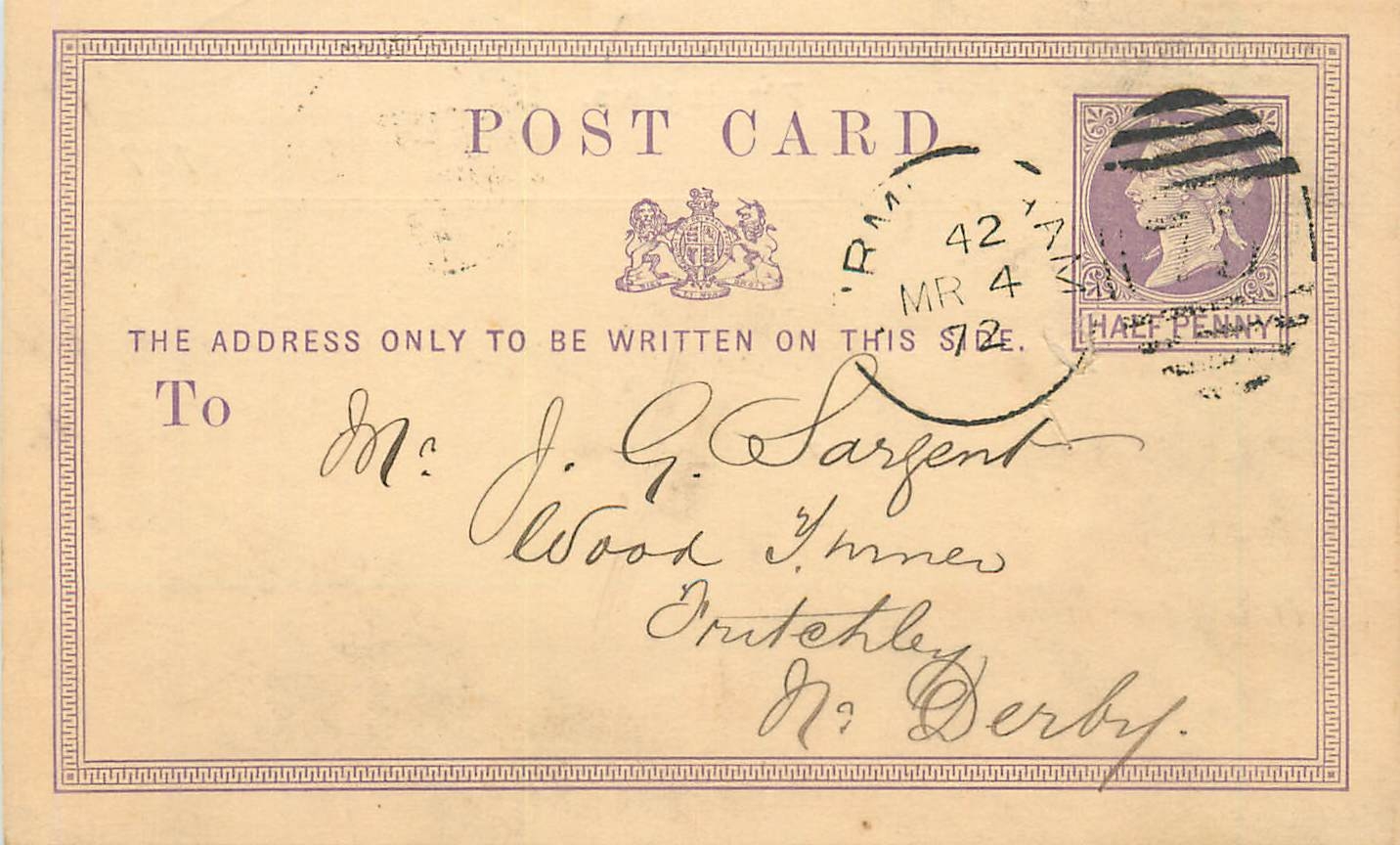 Entier Postal Postal Stationary Grande Bretagne Great Britain 1872