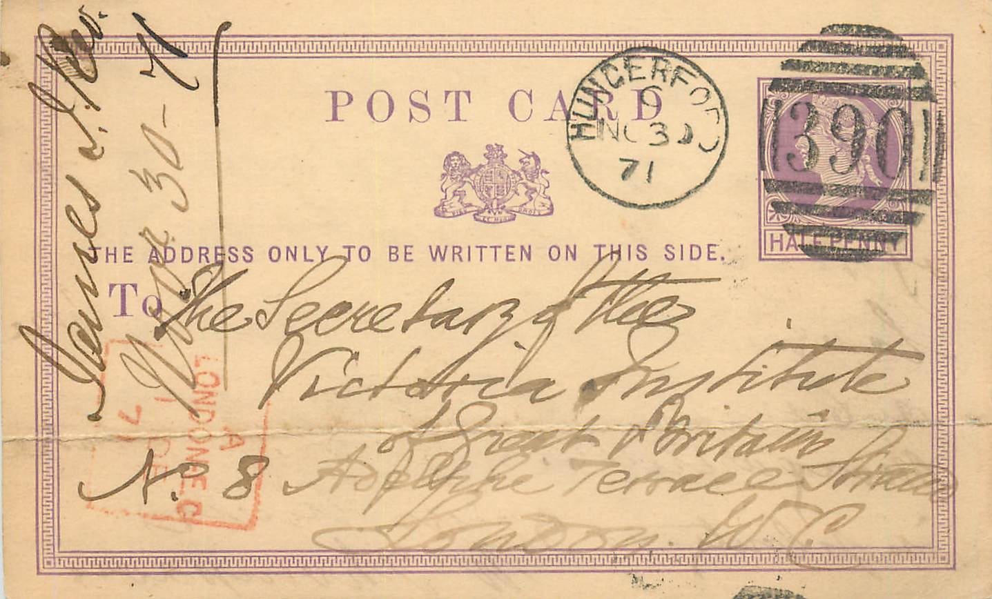 Entier Postal Postal Stationary Grande Bretagne Great Britain 1871 Huncerford