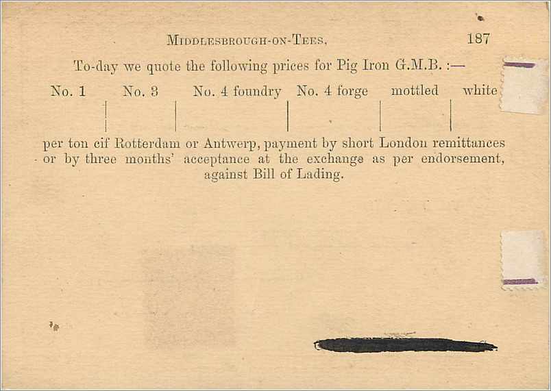 Entier Postal Postal Stationary Grande Bretagne Great Britain Julius Marcus Coln — Verso