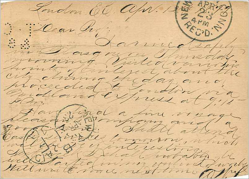 Entier Postal Postal Stationary Grande Bretagne Great Britain London to New Haven1879 — Verso