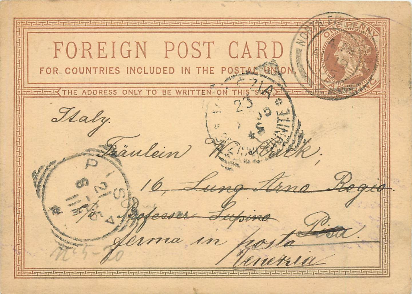 Entier Postal Postal Stationary Grande Bretagne Great Britain to Venezia 1905