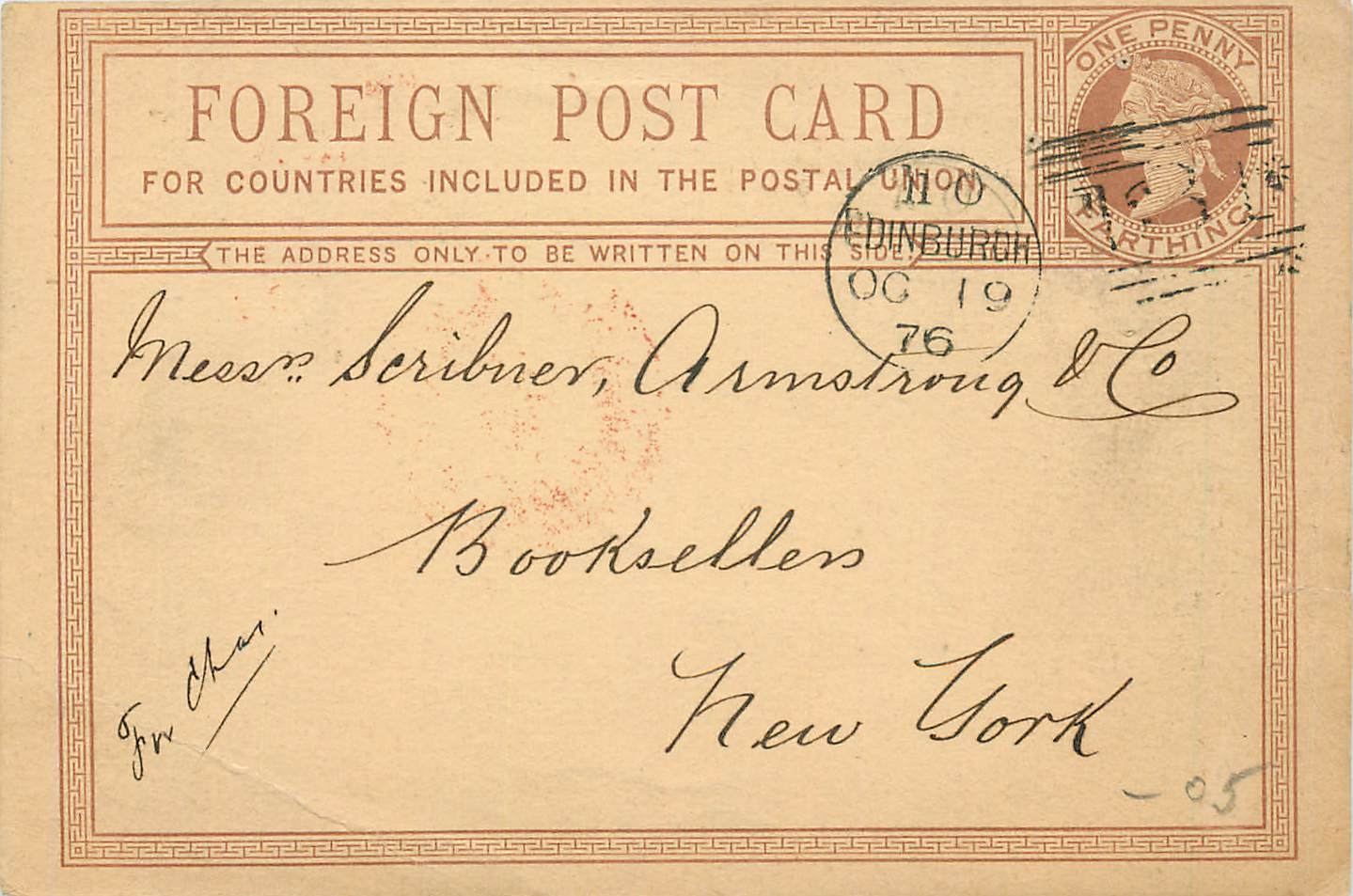 Entier Postal Postal Stationary Grande Bretagne Great Britain to New York