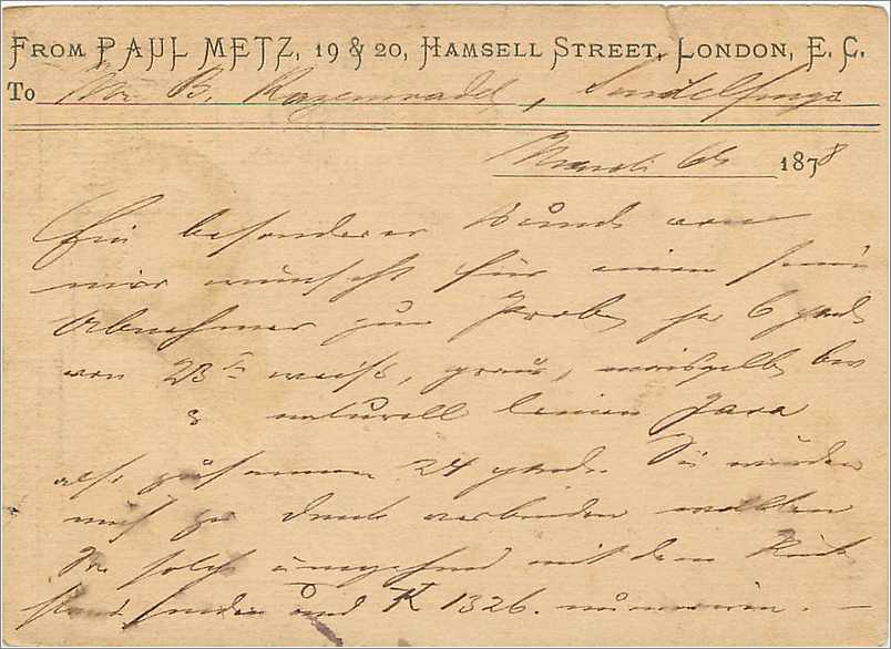 Entier Postal Postal Stationary Grande Bretagne Great Britain 1878 London to Stuttgart — Verso