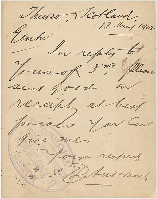 Entier Postal Postal Stationary Grande Bretagne Great Britain 1902 Thruso to New York — Verso