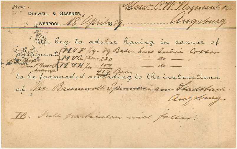 Entier Postal Postal Stationary Grande Bretagne Great Britain 1889 Liverpool to Augsburg — Verso