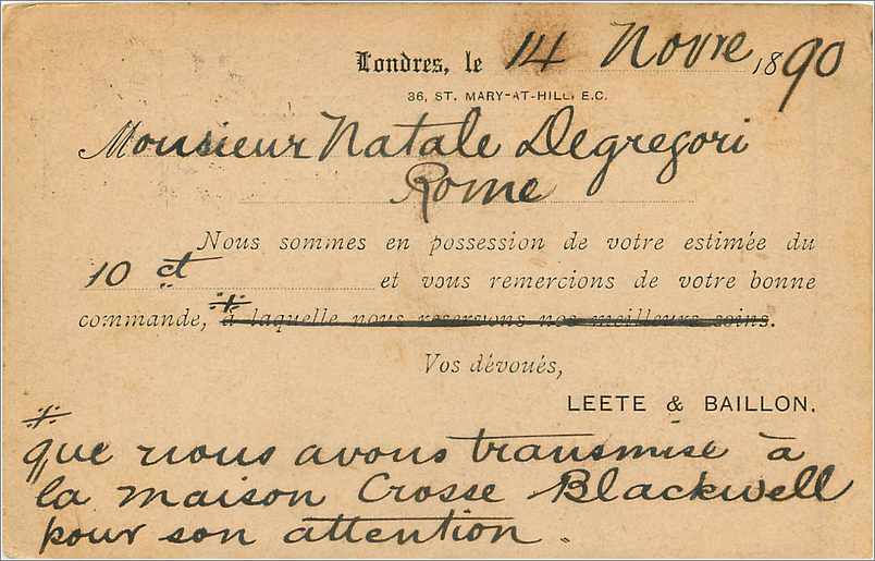 Entier Postal Postal Stationary Grande Bretagne Great Britain 1890 London to Rome — Verso