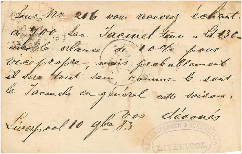 Entier Postal Postal Stationary Grande Bretagne Great Britain 1883 Liverpool to Rome — Verso