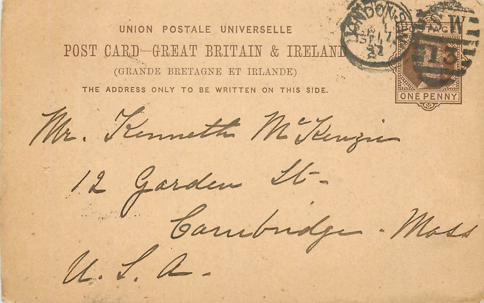 Entier Postal Postal Stationary Grande Bretagne Great Britain London to Cambridge