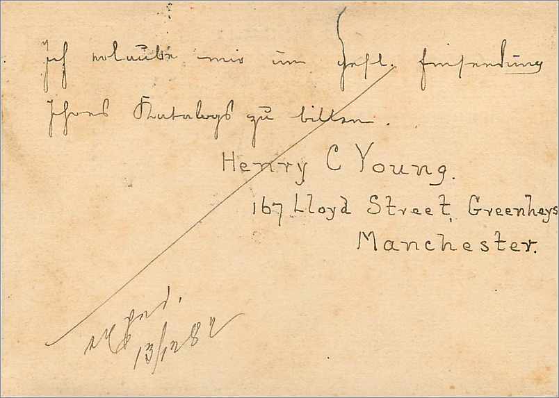 Entier Postal Postal Stationary Grande Bretagne Great Britain 1882 Manchester to Vienna — Verso