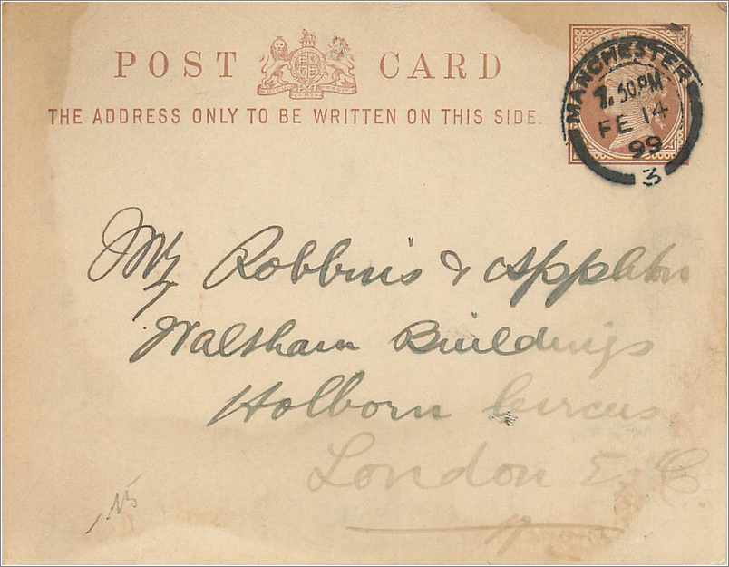Entier Postal Postal Stationary Grande Bretagne Great Britain 1899 Mnachester to London