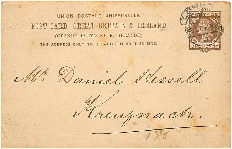 Entier Postal Postal Stationary Grande Bretagne Great Britain 1888 London to Kreuznach