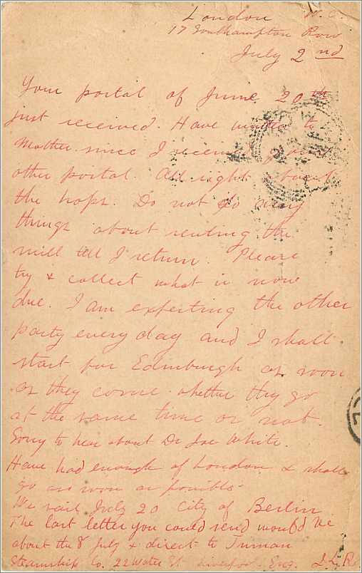 Entier Postal Postal Stationary Grande Bretagne Great Britain 1886 London to New York — Verso