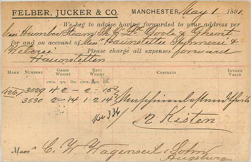 Entier Postal Postal Stationary Grande Bretagne Great Britain 1891 Manchester to Augsburg — Verso