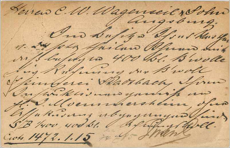 Entier Postal Postal Stationary Grande Bretagne Great Britain 1891 Liverpool to Augsburg — Verso