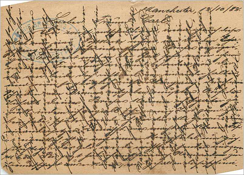 Entier Postal Postal Stationary Grande Bretagne Great Britain 1882 Manchester to Bremen — Verso