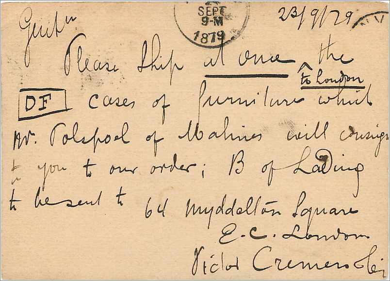 Entier Postal Postal Stationary Grande Bretagne Great Britain 1879 London to Antvverp — Verso