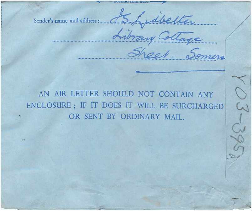 Entier Postal Postal Stationary Aerogramme Aeogram Grande Bretagne Great Britain  — Verso