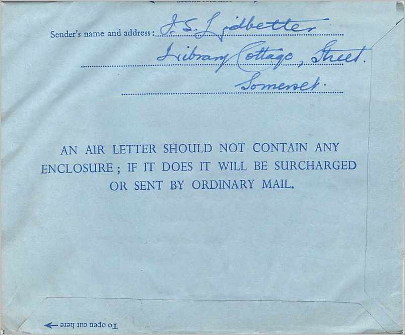 Entier Postal Postal Stationary Aerogramme Aeogram Grande Bretagne Great Britain  — Verso