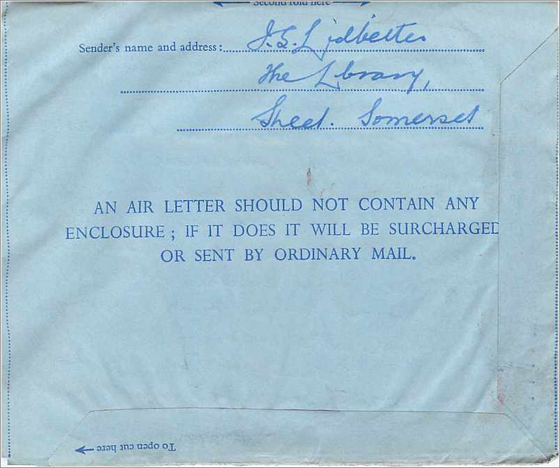 Entier Postal Postal Stationary Aerogramme Aeogram Grande Bretagne Great Britain  — Verso