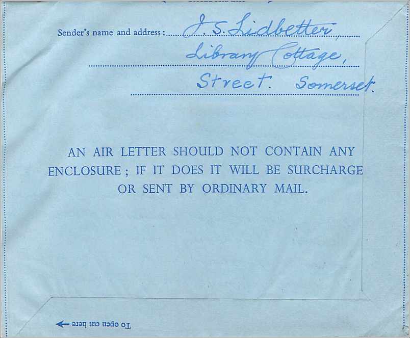 Entier Postal Postal Stationary Aerogramme Aeogram Grande Bretagne Great Britain  — Verso