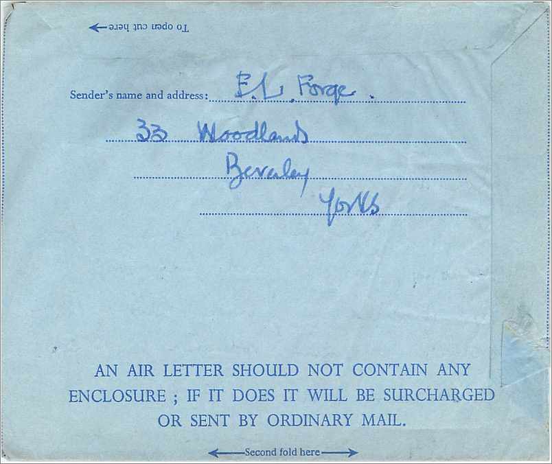 Entier Postal Postal Stationary Aerogramme Aeogram Grande Bretagne Great Britain  — Verso
