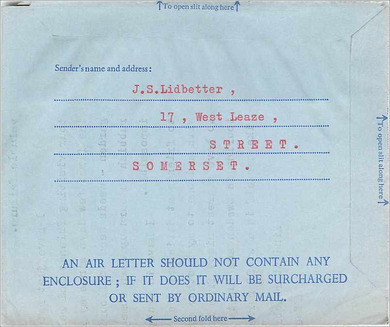 Entier Postal Postal Stationary Aerogramme Aeogram Grande Bretagne Great Britain  — Verso