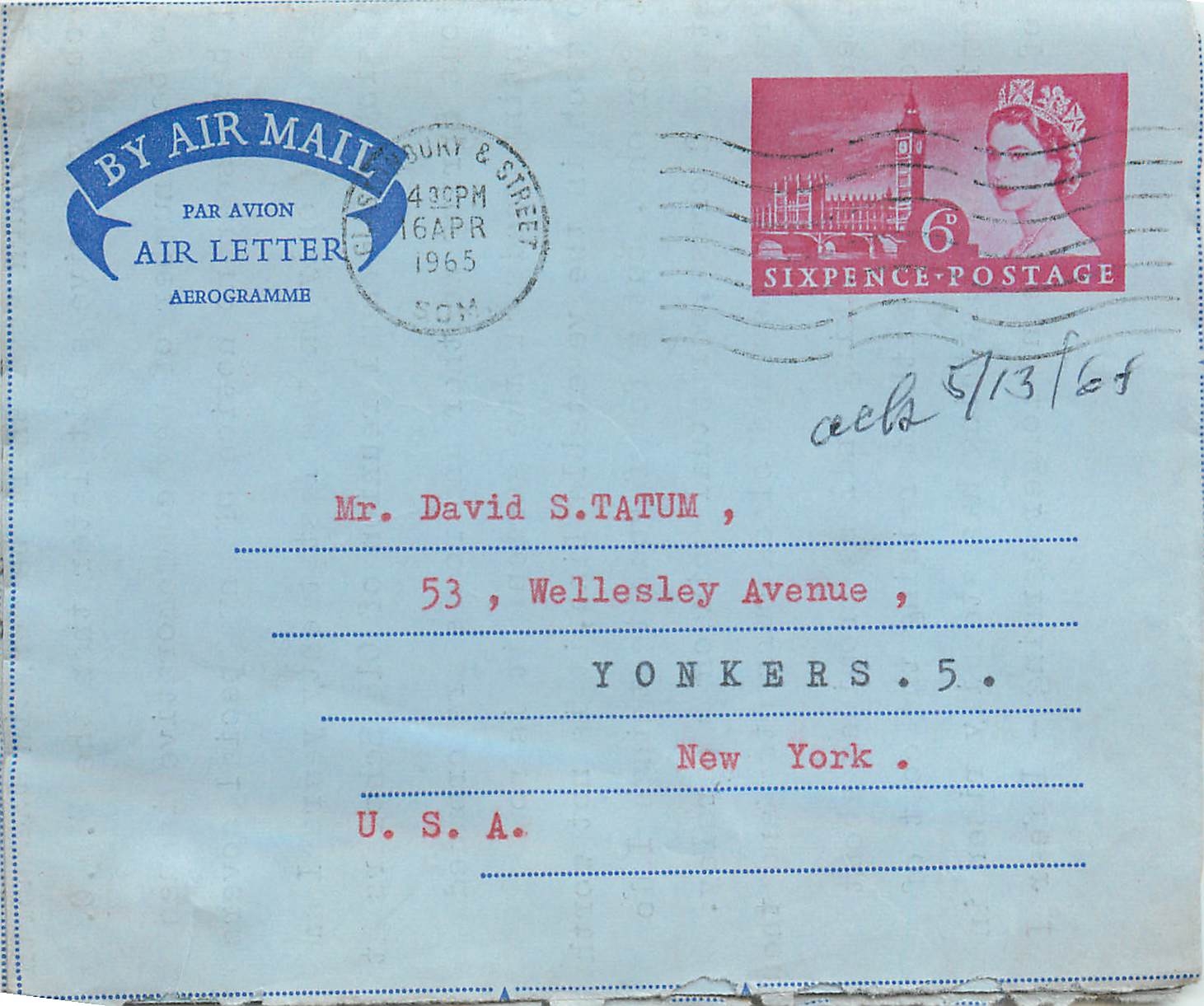 Entier Postal Postal Stationary Aerogramme Aeogram Grande Bretagne Great Britain 